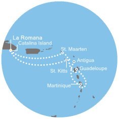 Martinik, Guadeloupe, Svatý Martin, Dominikánska republika, Svätý Krištof a Nevis, Antigua a Barbuda z La Romany na lodi Costa Pacifica