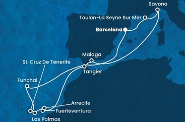 Španielsko, Francúzsko, Taliansko, Maroko, Portugalsko z Barcelony na lodi Costa Fortuna