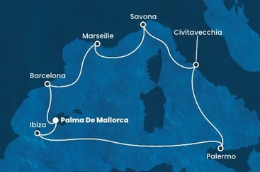 Španielsko, Taliansko, Francúzsko z Palmy de Mallorca na lodi Costa Toscana