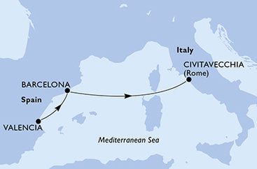 Španielsko, Taliansko z Valencie na lodi MSC Magnifica