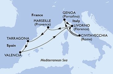 Taliansko, Francúzsko, Španielsko z Janova na lodi MSC Fantasia