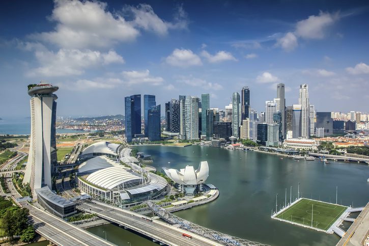 Letecký pohled na město Singapur