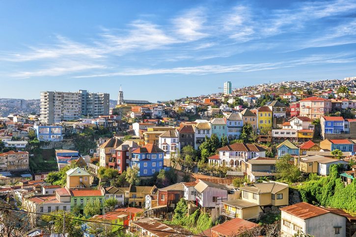 Valparaíso - Barevné budovy města Valparaiso, Chile