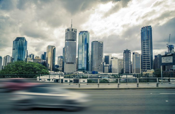 Pohled na centrum mrakodrapů v Brisbane