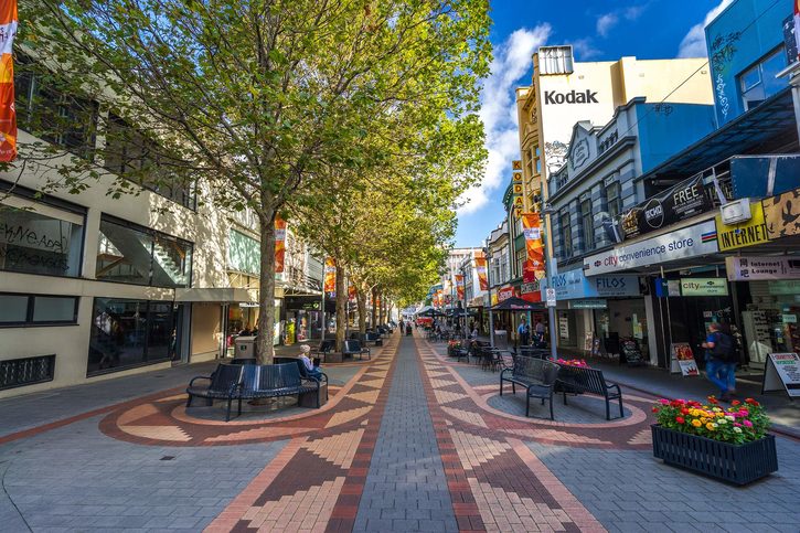 Pohled do ulice ve městě Hobart, Tasmánie