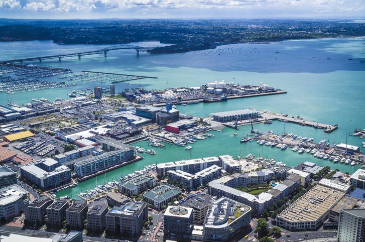 Pohled na město a Auckland přístavní most