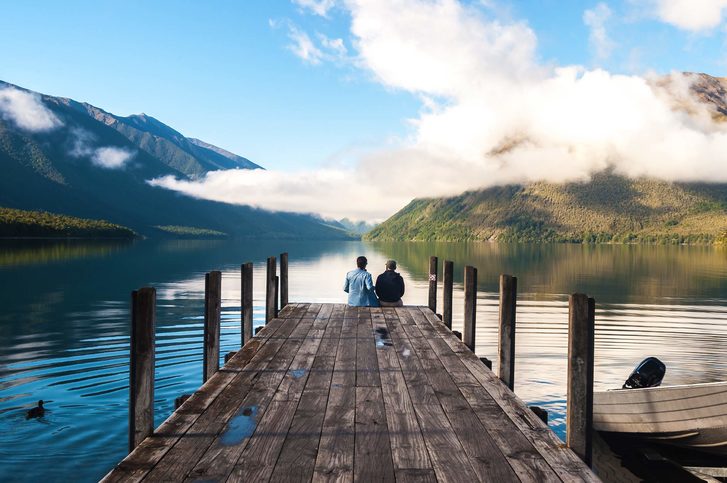 Pohled na jezero Rotoiti, Nelson, Nový Zéland