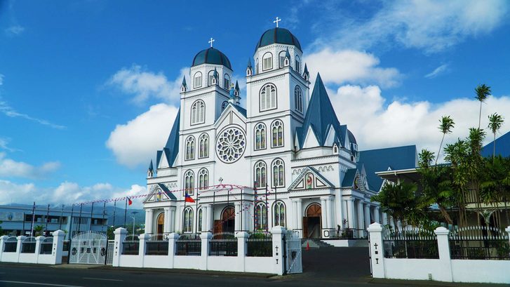 Majestátní imigrační koncepční katedrála v Apii přestavěná po zemětřesení v roce 2009, Samoa