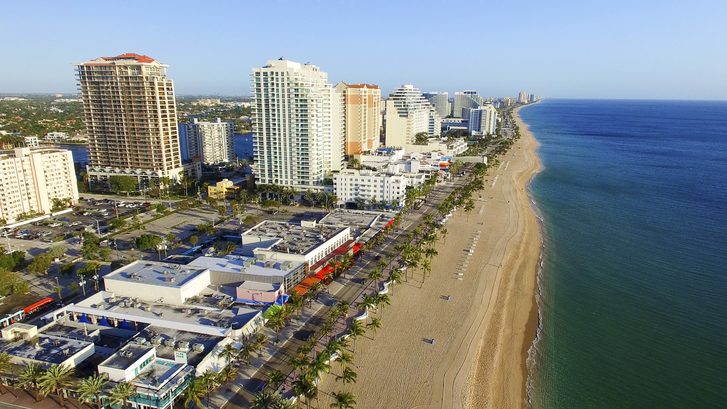 Letecký pohled na pobřeží Floridy, Fort Lauderdale