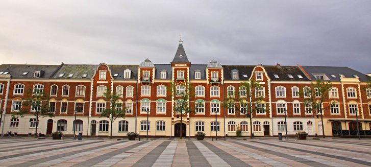 Tržní náměstí (Axeltorv) ve městě Fredericia, Dánsko