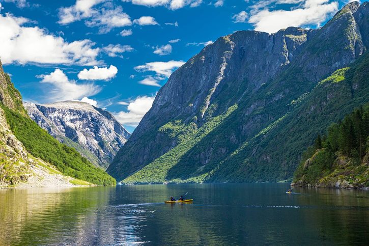 Pohled na Gudvangen fjord, Norsko