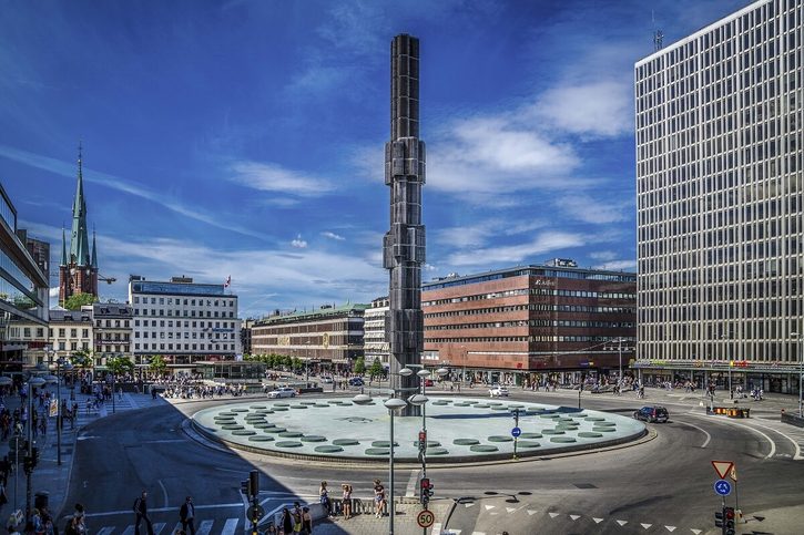 Stockholm - Krištáľ na námestí Sergels torg v Štokholme 