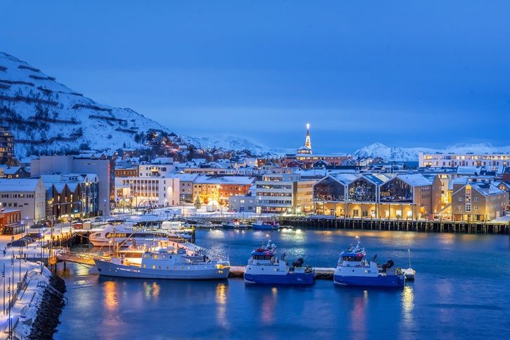 Hammerfest během polární noci 