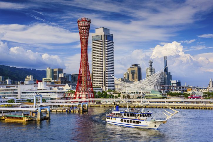 Japonské panorama u přístavu Kobe