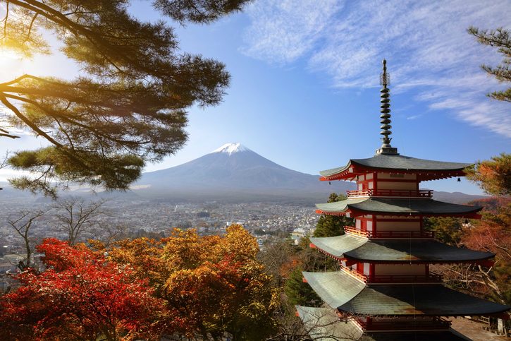 Hora Fudži je jedním z přírodních symbolů Země vycházejícího slunce. Zároveň se jedná i o nejvyšší japonský vrchol. Okouzlující vulkán je právem cílem miliónů turistů a je úplně jedno, kdy se k němu vydají. Hora částečně zakrytá sněhovou čepicí je krásná na jaře, na podzim, ale i v létě či zimě
