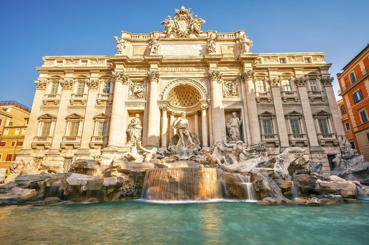 Známá Fontána di Trevi v Římě.Nejslavnější fontána Říma 