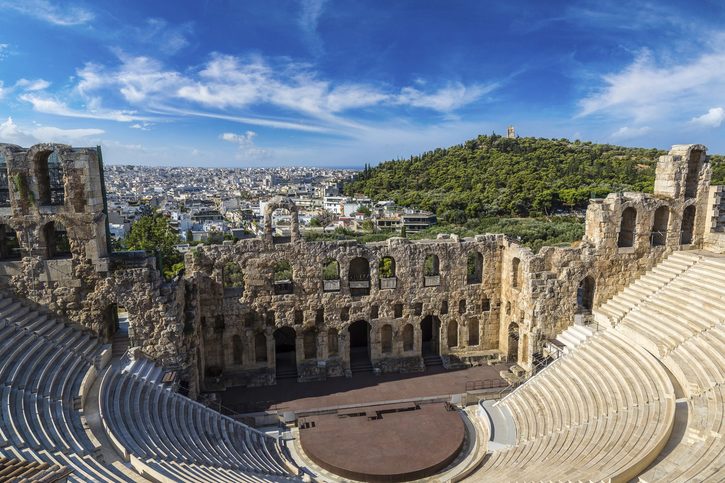 Piraeus - Antické divadlo v Acropolis v Řecku, Atény-366148409