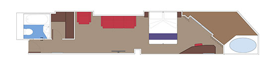 Čtyřlůžkové Apartmá se soukromou vířivkou (SJ3), plánek - MSC Seaside