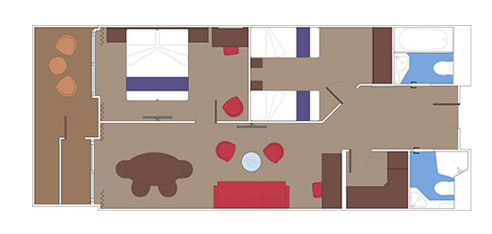 Pětilůžkové Apartmá Grand Suite se dvěma ložnicemi (SD3), plánek - MSC Seaview
