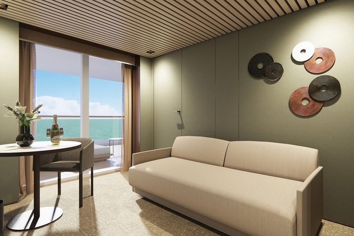 The Haven penthouse s hlavnou spálňou a veľkým balkónom na korme (HB) – Norwegian Aqua