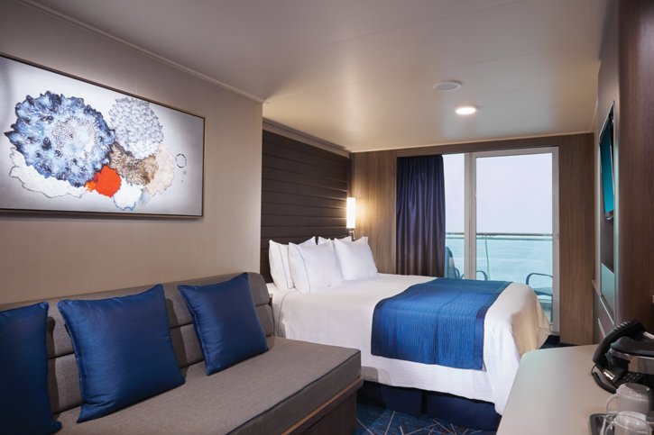 Kajuta s balkónom na korme, rodinná kajuta a kajuta s veľkým balkónom (B1, B4, B6) – Norwegian Bliss