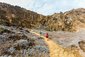  Turisté na stezkách na vrcholu Punta pitt, Galapágy