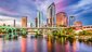 Tampa, Florida, USA panorama centra města na řece Hillsborough