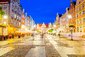 Pohled na hlavní ulici starého města Gdaňsk, Polsko