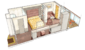 Pětilůžkové Apartmá Deluxe Suite (YC1), nákres - MSC Seaview