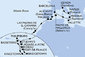 Taliansko, Malta, Španielsko, Antigua a Barbuda, Svätý Vincent a Grenadiny, Barbados, Martinik, Guadeloupe, Svatý Martin, Svätý Krištof a Nevis, Dominika z Janova na lodi MSC World Asia
