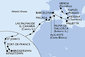 Taliansko, Malta, Španielsko, Antigua a Barbuda, Svätý Vincent a Grenadiny, Barbados, Martinik z Janova na lodi MSC World Asia