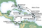 USA, Antigua a Barbuda, Svätý Krištof a Nevis, Francúzsko, Holandsko, Veľká Británia, Bahamy, Jamajka, Kolumbia, Panama, Kostarika, Belize z Miami na lodi MSC Divina