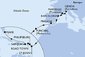 Taliansko, Francúzsko, Španielsko, Portugalsko, Antigua a Barbuda, Svatý Martin, Britské Panenské ostrovy, USA z Janova na lodi MSC Seashore