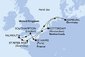 Nemecko, Holandsko, Francúzsko, Veľká Británia, Korunní závislé území Velké Británie z Hamburgu na lodi MSC Euribia