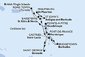Barbados, Svätá Lucia, Grenada, Martinik, Guadeloupe, Britské Panenské ostrovy, Svätý Krištof a Nevis, Antigua a Barbuda, Svatý Martin z Bridgetownu na lodi MSC Virtuosa