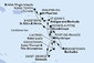 Martinik, Guadeloupe, Britské Panenské ostrovy, Svatý Martin, Svätý Krištof a Nevis, Antigua a Barbuda, Barbados, Svätá Lucia, Svätý Vincent a Grenadiny, Grenada z Fort de France, Martinik na lodi MSC Virtuosa