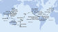 Francúzsko, Španielsko, Portugalsko, Barbados, Grenada, Curacao, Kolumbia, Kostarika, Panama, Guatemala, Mexiko, USA, Americká Samoa, Samoa, Fiji, Nový Zéland, Austrália, Filipíny, Tchaj-wan, Japonsko, Južná Kórea, Čína, Vietnam, Singapur z Marseille na lodi MSC Magnifica