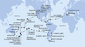 Argentína, Zámořské území Velké Británie, Chile, Francouzská Polynésie, Cookovy ostrovy, Nový Zéland, Austrália, Nová Kaledonie, Vanuatu, Samoa, Americká Samoa, USA, Mexiko, Kostarika, , Panama, Dominikánska republika, Britské Panenské ostrovy, Svatý Martin, Španielsko, Taliansko z Buenos Aires na lodi MSC Magnifica