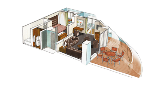 Čtyřlůžkové Apartmá Royal Suite (YC3), nákres - MSC Grandiosa