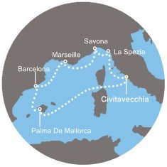 Taliansko, Španielsko, Francúzsko z Civitavechie na lodi Costa Diadema
