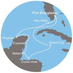 USA, Kajmanské ostrovy, Belize, Mexiko na lodi Costa Deliziosa