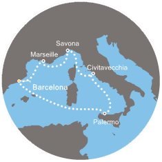 Taliansko, Francúzsko, Španielsko z Barcelony na lodi Costa Diadema