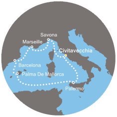 Francúzsko, Španielsko, Taliansko z Civitavechie na lodi Costa Diadema