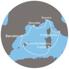 Taliansko, Francúzsko, Španielsko z Barcelony na lodi Costa Diadema