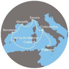 Taliansko, Francúzsko, Španielsko z Palerma na lodi Costa Diadema