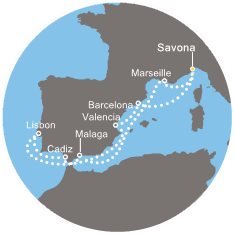 Francúzsko, Španielsko, Portugalsko, Taliansko zo Savony na lodi Costa Favolosa
