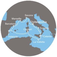 Taliansko, Francúzsko, Španielsko, Malta z Civitavechie na lodi Costa Pacifica