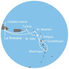 Francúzsko, Holandsko, Dominikánska republika, Veľká Británia, Svätý Krištof a Nevis, Antigua a Barbuda z La Romany na lodi Costa Pacifica