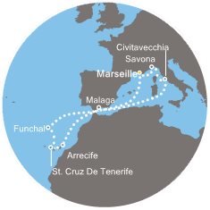 Taliansko, Francúzsko, Španielsko, Portugalsko z Marseille na lodi Costa Pacifica