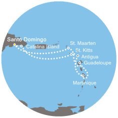 Francúzsko, Holandsko, Dominikánska republika, Svätý Krištof a Nevis, Antigua a Barbuda zo Santo Dominga na lodi Costa Pacifica